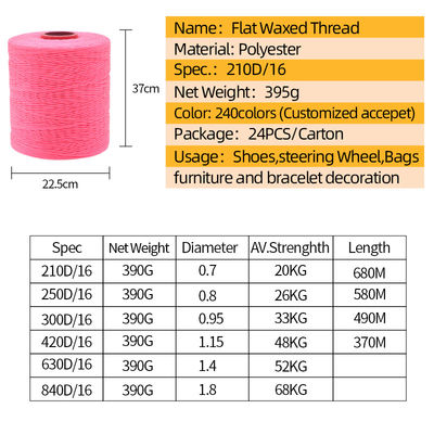 100% poliéster Flat Braided Sewing Yarn para couro Braided Wax Thread 240 cores