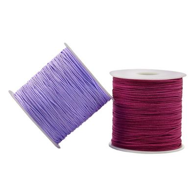 2 Fios de cordão de nylon de cor única ou cor do arco-íris para cordão de macrame chinês