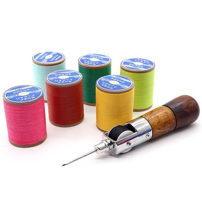 Poliéster 0,8 mm Flat Wax Thread para costura à mão de couro DIY Small Roll Manual Thread