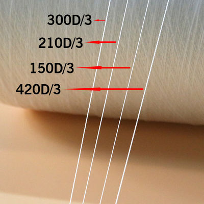 Fios de costura de poliéster 150D/3 Tex45 TKT60 brancos crus com baixo encolhimento e durabilidade