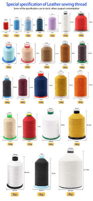 Fios de costura 100% poliéster resistentes a produtos químicos para couro 30 g Poliéster de resistência