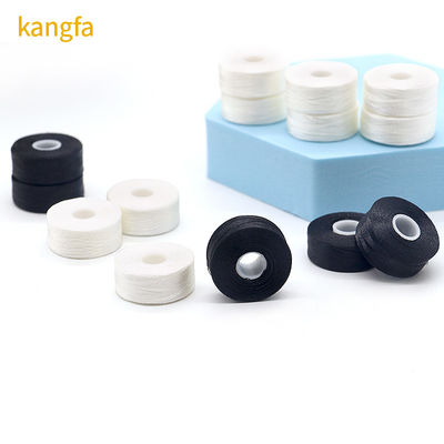 75D/2 100% poliéster bobinas pré-enroladas fios de alta tenacidade 144pcs/caixa tipo L lado branco