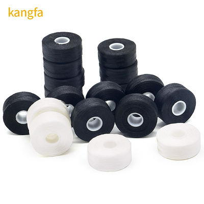 Kangfa 100% Poliéster Branco 75d/2 144pcs/caixinha L Tamanho Poliéster Pre-Fundado Bobbin Filamento Para bordado