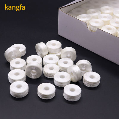144pcs/caixa Branco/Negro 75D/2 100% Poliéster bobinas pré-enroladas fios L tipo lado menos