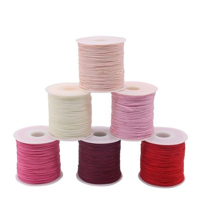 Cordão de pulseira de cordas trançadas de nó de nylon de cor única para contas e acessórios