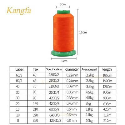 240 Opções de cores Fios de costura de poliéster de alta tenacidade Tex135 para costura de couro