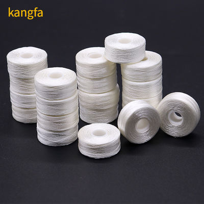 144pcs/caixa L tipo lado menos Branco 75D/2 100% Poliéster bobinas pré-enroladas fios para sapatos