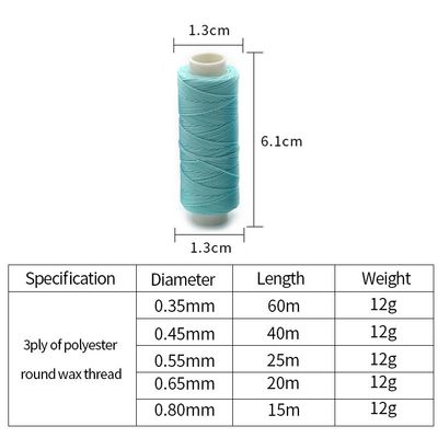 12g 60m Fios de costura de costura à mão Fios de cera para couro DIY 80 cores sob medida