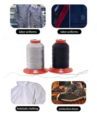 Kangfa 150D/3 Fios condutores de prata antistáticos para costura de sapatos e poliéster 100%