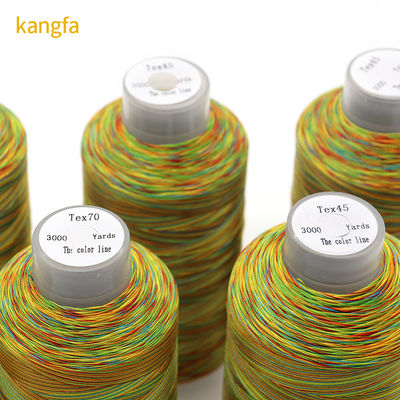 Kangfa Tex70 Fios de costura 100% Poliéster Arco-Íris Número de fios 120D-1680D