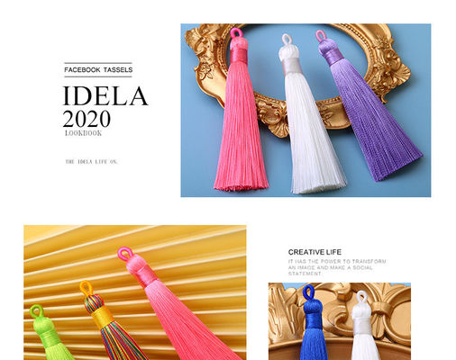 Cor Antistática Tintada com Pincel 8cm Frange de Fenda de Seda Chave de Chave para Decoração de Saco de Festa