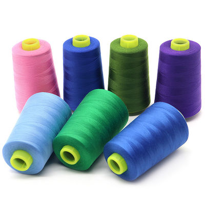 Baixo MOQ 40/2 5000yds Tintado espumado 100% poliéster Fios de costura para tricô à mão Durável
