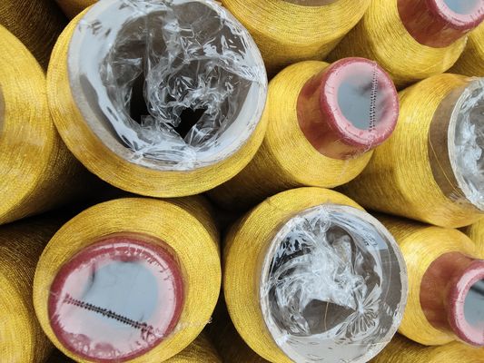 125g Cone Material 100% poliéster bordado metálico Filamento MS Tipo ouro puro 150D 120D para tricô