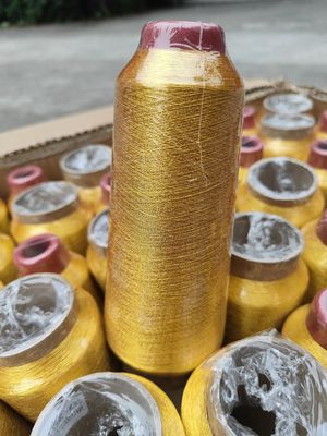 125g Cone Material 100% poliéster bordado metálico Filamento MS Tipo ouro puro 150D 120D para tricô