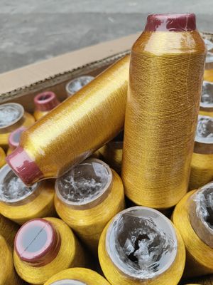 125g Cone Material 100% poliéster bordado metálico Filamento MS Tipo ouro puro 150D 120D para tricô