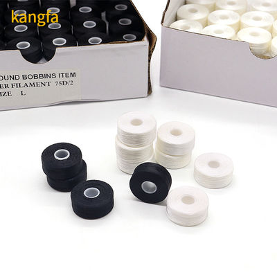 Sustentável Universal 144pcs/caixa Branco/Negro 75D/2 100% Poliéster Pre-enrolado bobinas fios