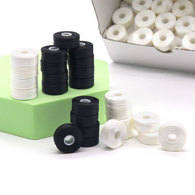 Sustentável Universal 144pcs/caixa Branco/Negro 75D/2 100% Poliéster Pre-enrolado bobinas fios