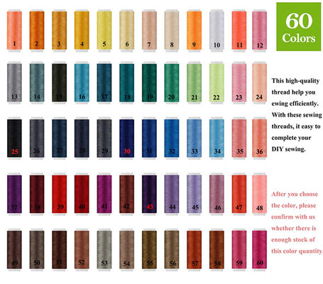 60 cores Rainbow Polyester Fios de costura para máquina de bricolagem bordados UV Proteção
