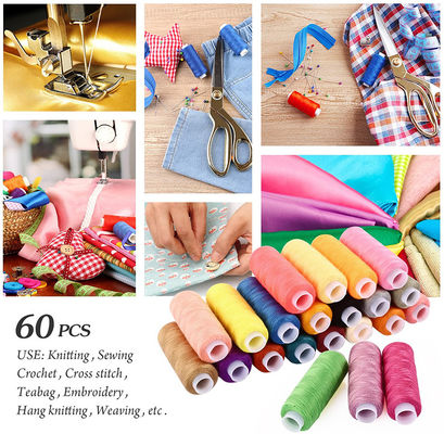 60 cores Rainbow Polyester Fios de costura para máquina de bricolagem bordados UV Proteção